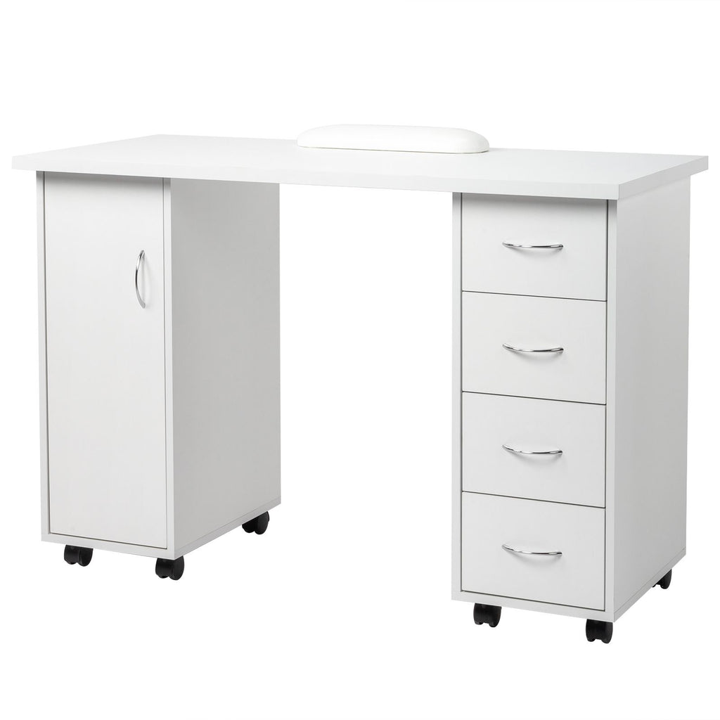 White Double Edged Manicure Nail Table with Drawer