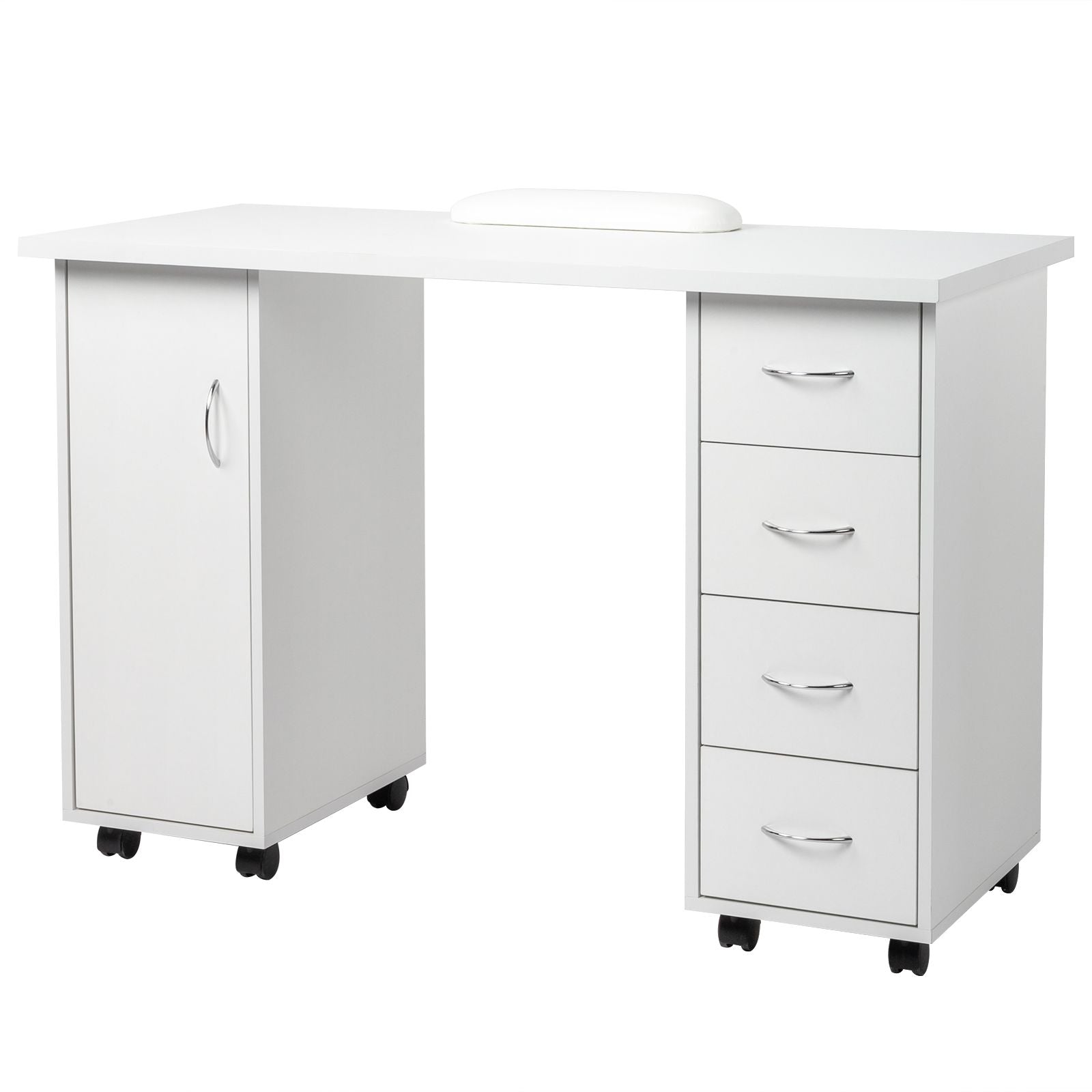 White Double Edged Manicure Nail Table with Drawer