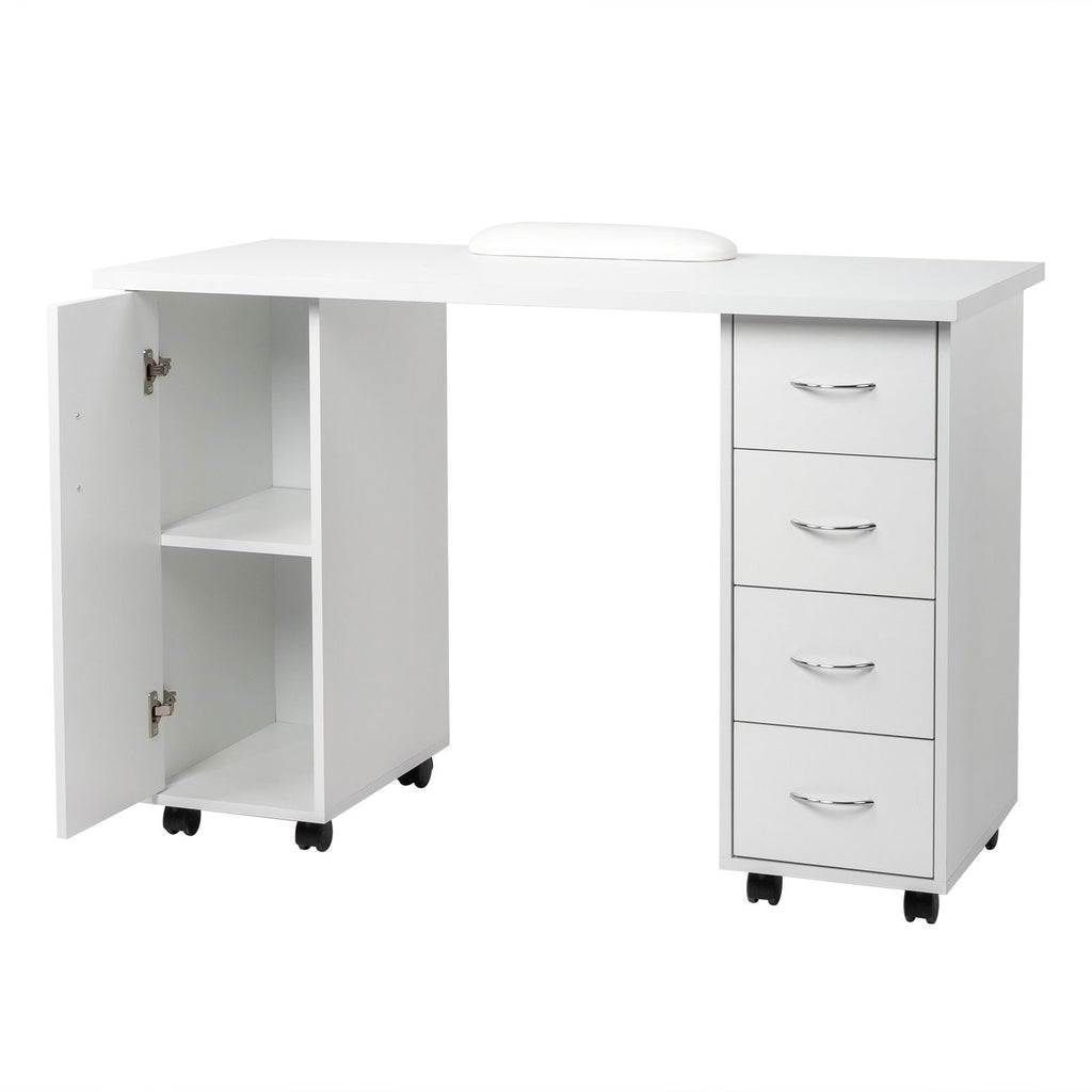 White Double Edged Manicure Nail Table with Drawer