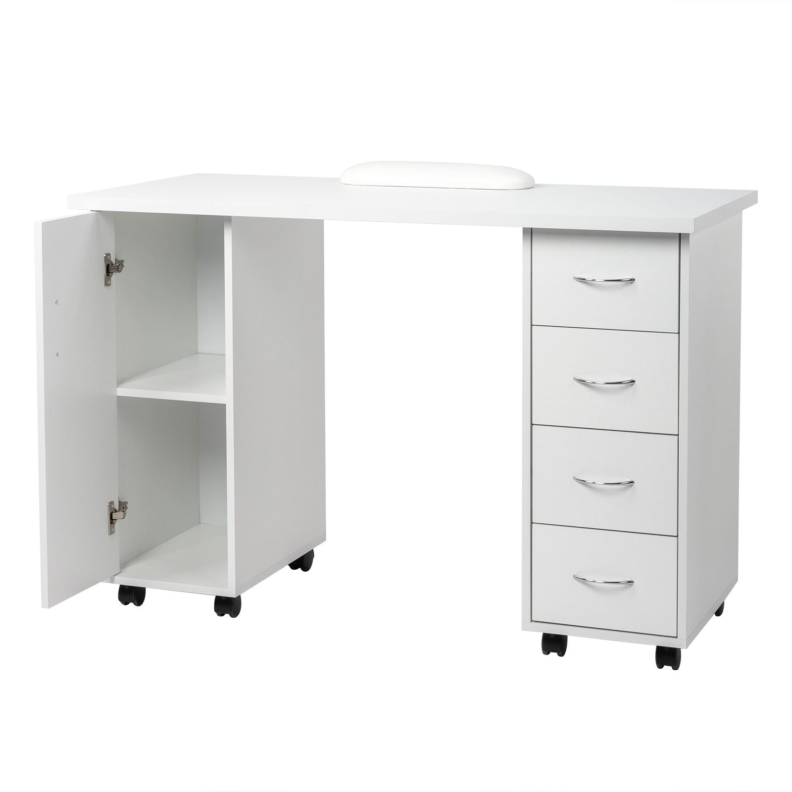White Double Edged Manicure Nail Table with Drawer