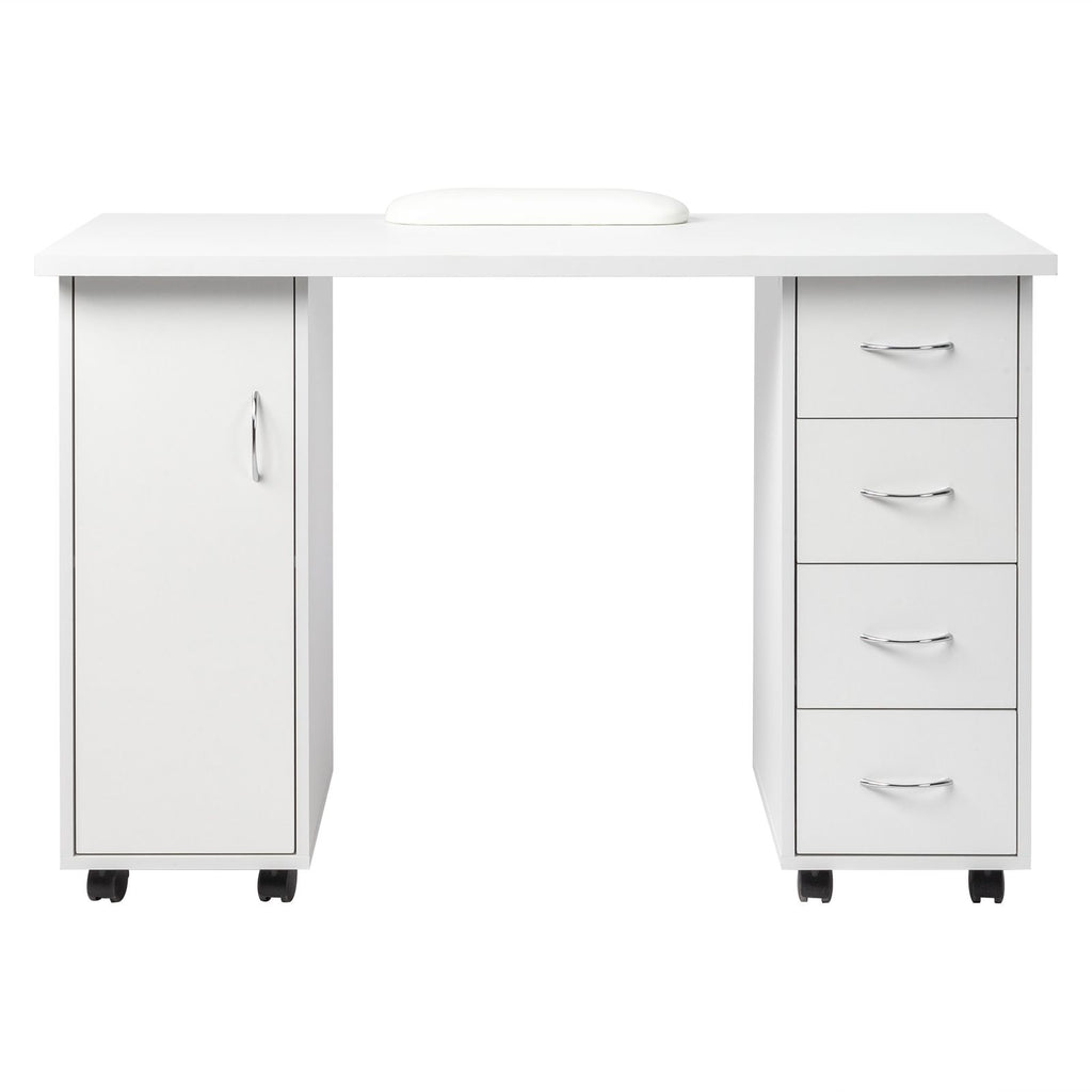 White Double Edged Manicure Nail Table with Drawer
