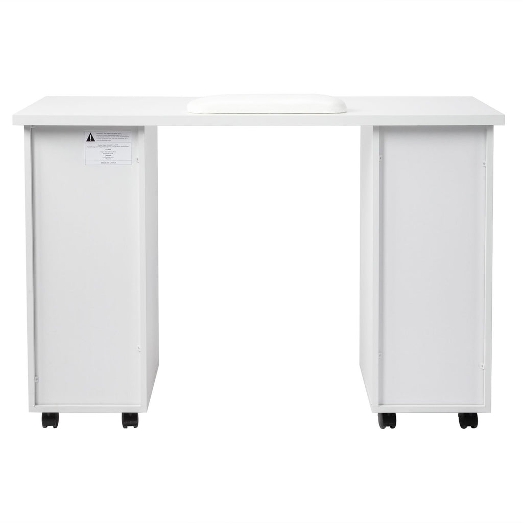 White Double Edged Manicure Nail Table with Drawer