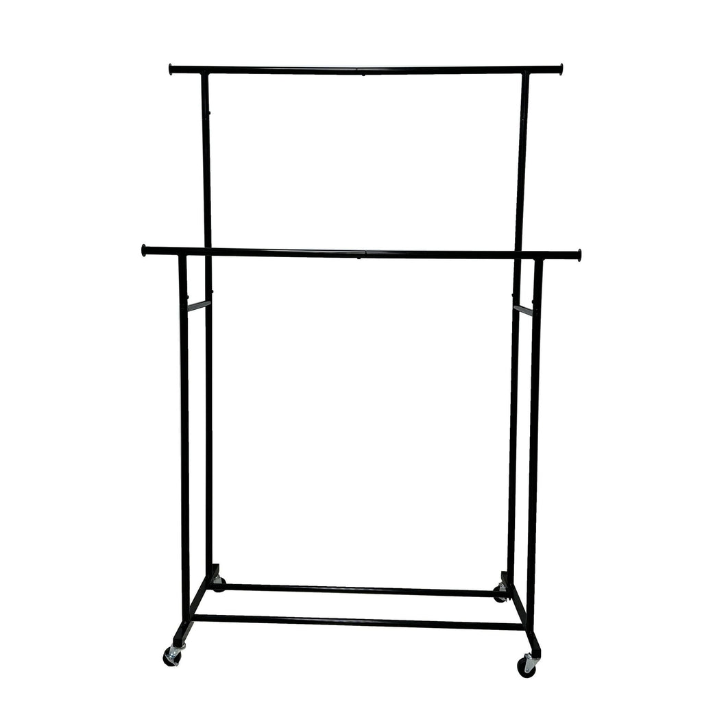 Double Garment Clothes Rack with Dual Rods, Rich Black