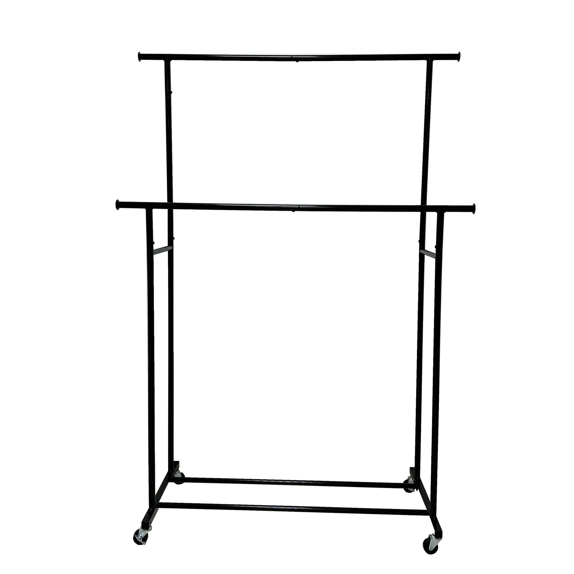 Double Garment Clothes Rack with Dual Rods, Rich Black