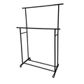 Double Garment Clothes Rack with Dual Rods, Rich Black