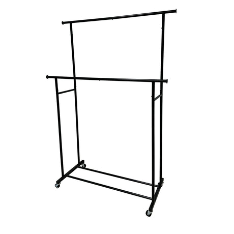 Double Garment Clothes Rack with Dual Rods, Rich Black