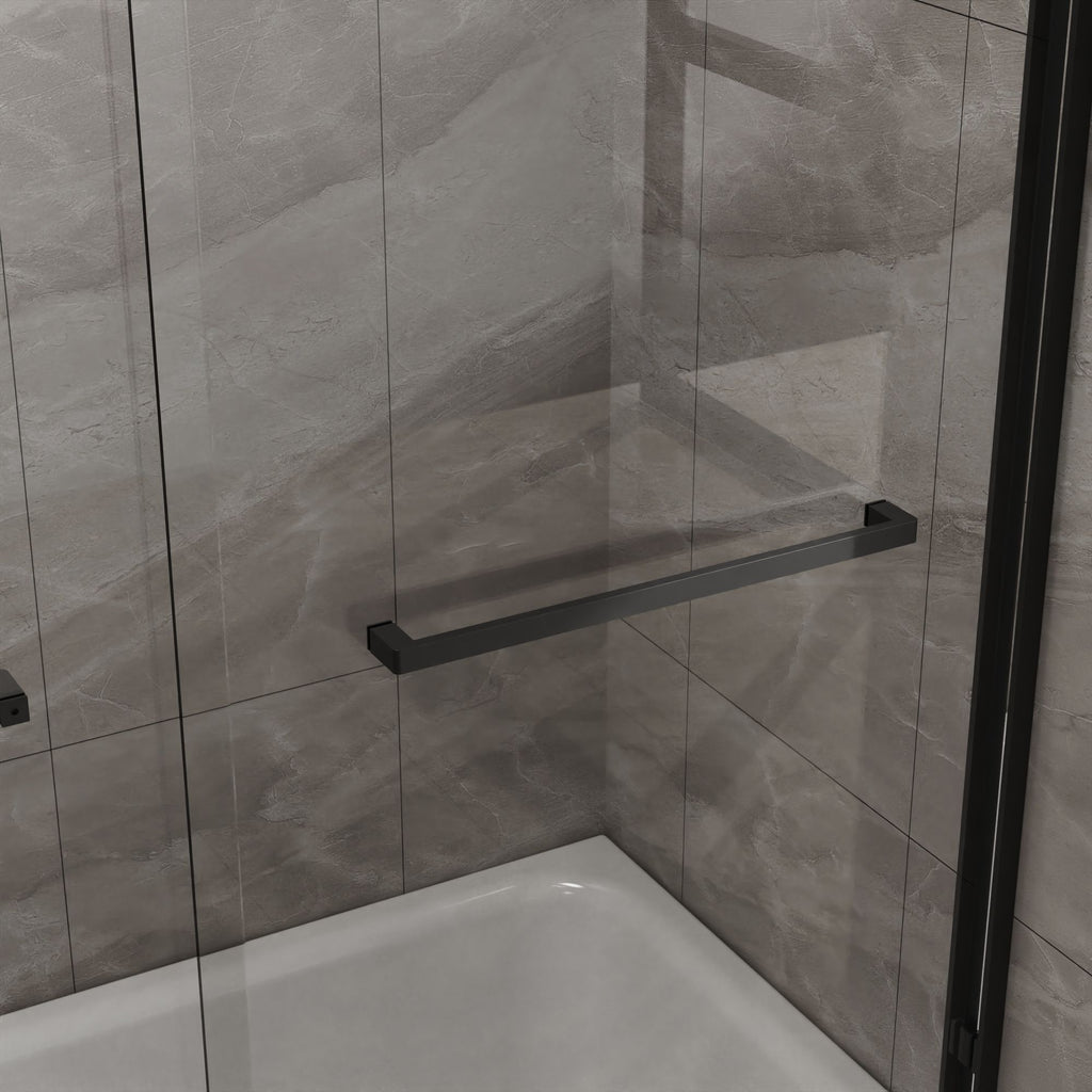 Double Sliding Bathtub Shower Door x Matte Black Tempered Glass Enclosure
