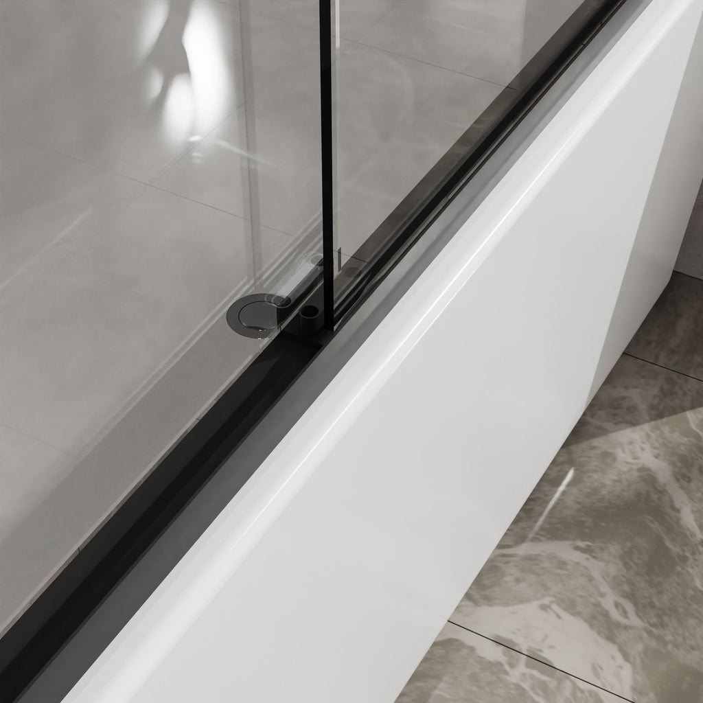 Double Sliding Bathtub Shower Door x Matte Black Tempered Glass Enclosure