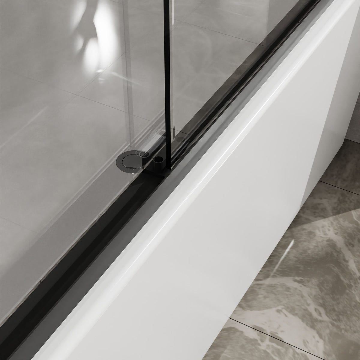 Double Sliding Bathtub Shower Door x Matte Black Tempered Glass Enclosure