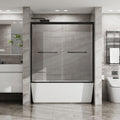 Double Sliding Bathtub Shower Door x Matte Black Tempered Glass Enclosure