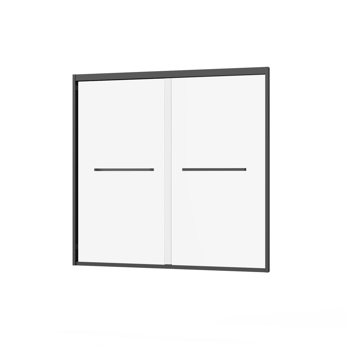 Double Sliding Bathtub Shower Door x Matte Black Tempered Glass Enclosure