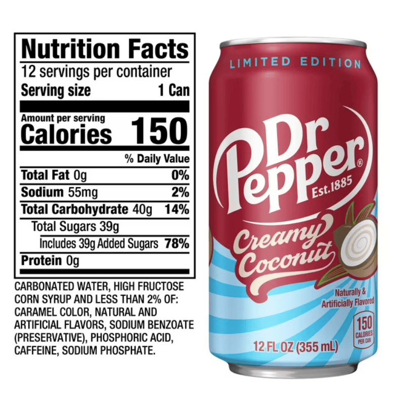 Dr Pepper Creamy Coconut Soda, 12 Pack (12 fl Cans)