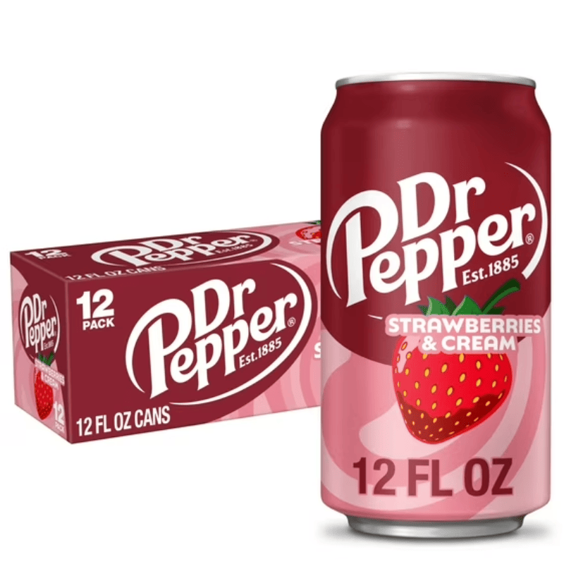 Dr Pepper Strawberries and Cream Soda Pop, 12-Pack Cans
