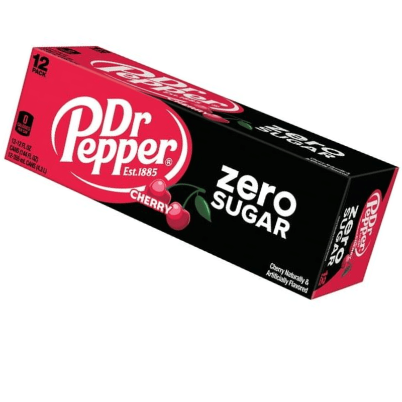Dr Pepper Zero Sugar Cherry Soda – 12 Pack of Cans
