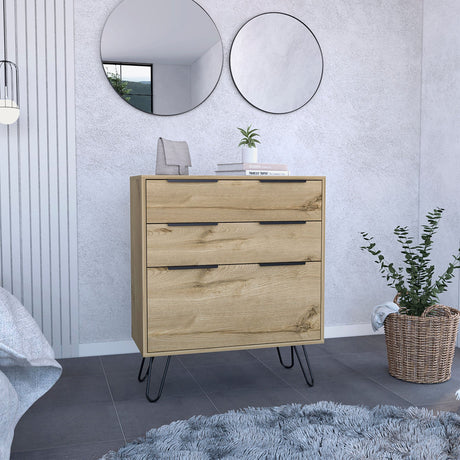 Hartly Three-Drawer Dresser with Hairpin Legs