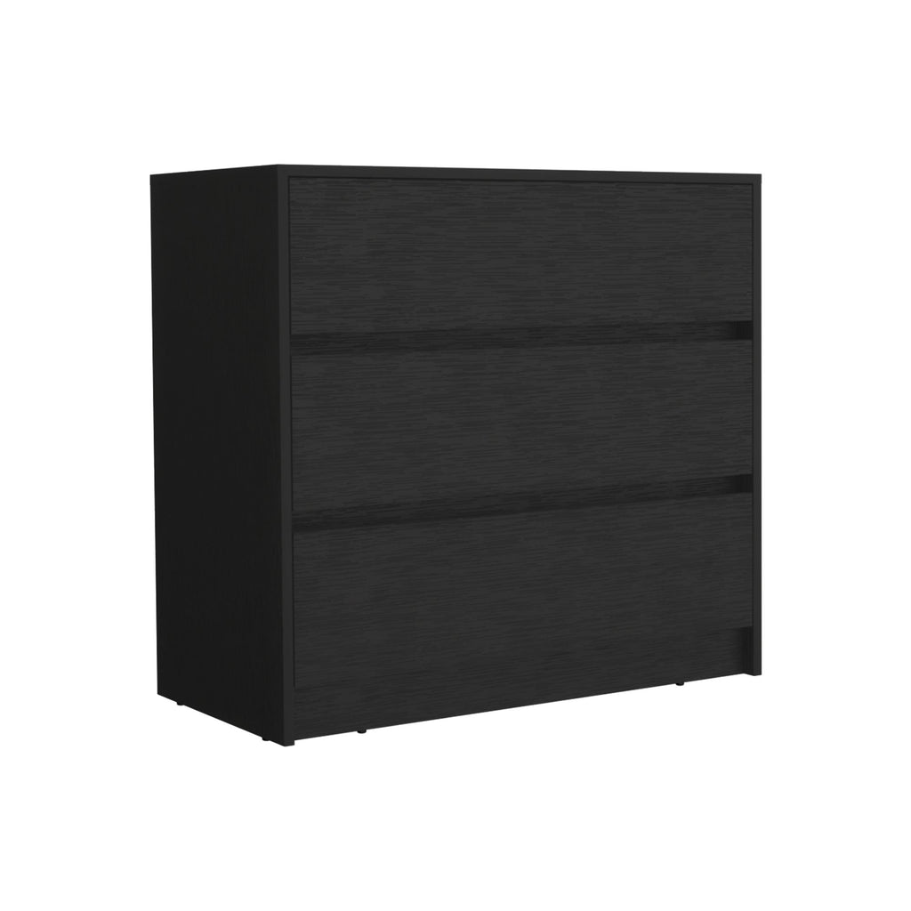 Sleek Black Three-Drawer Dresser