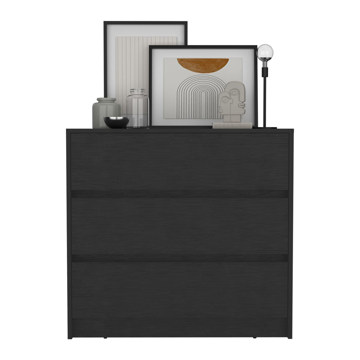 Sleek Black Three-Drawer Dresser
