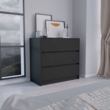 Sleek Black Three-Drawer Dresser