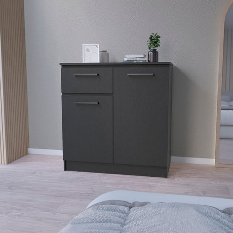 Dresser Carlin with Drawer and 2 Door Cabinets - Black Wengue Finish