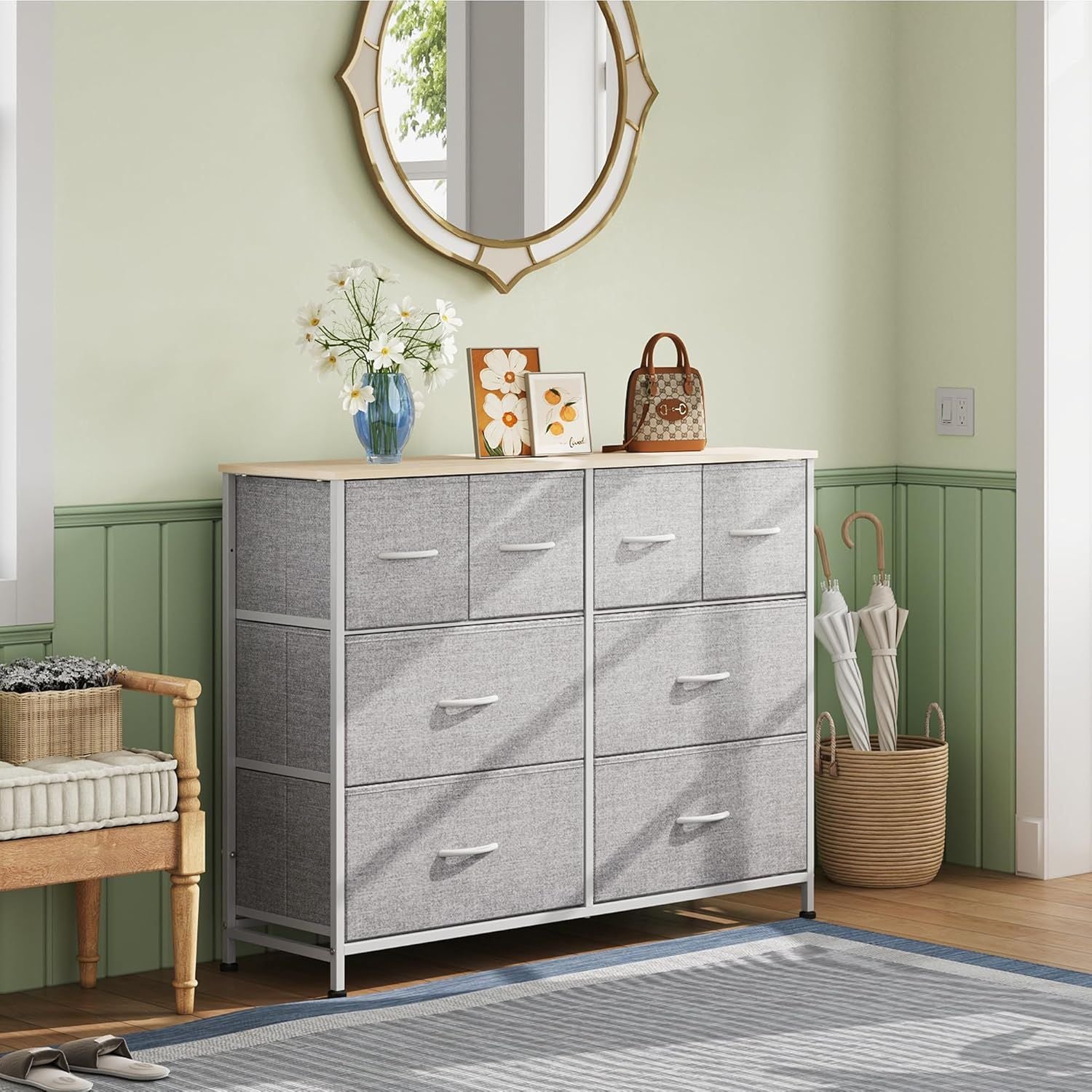 Eight-Drawer Dresser with Versatile Display Top