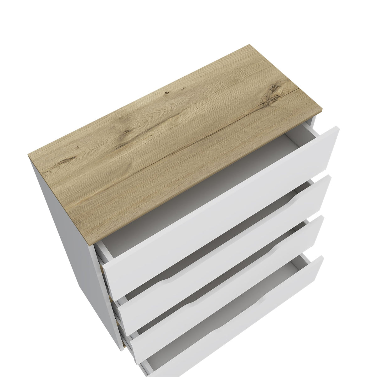 Oboe Four-Drawer Dresser in White and Light Oak