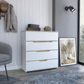 Oboe Four-Drawer Dresser in White and Light Oak
