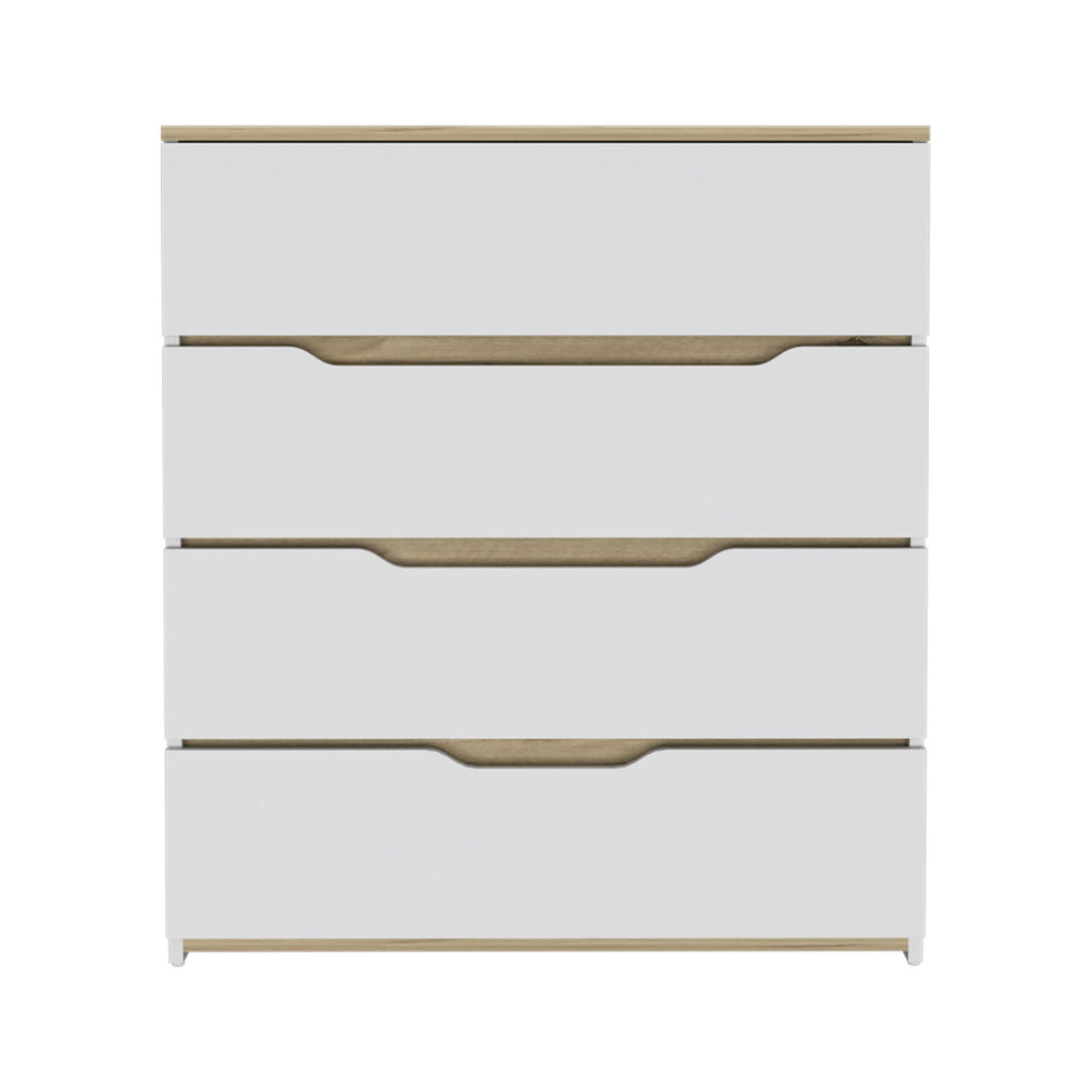 Oboe Four-Drawer Dresser in White and Light Oak