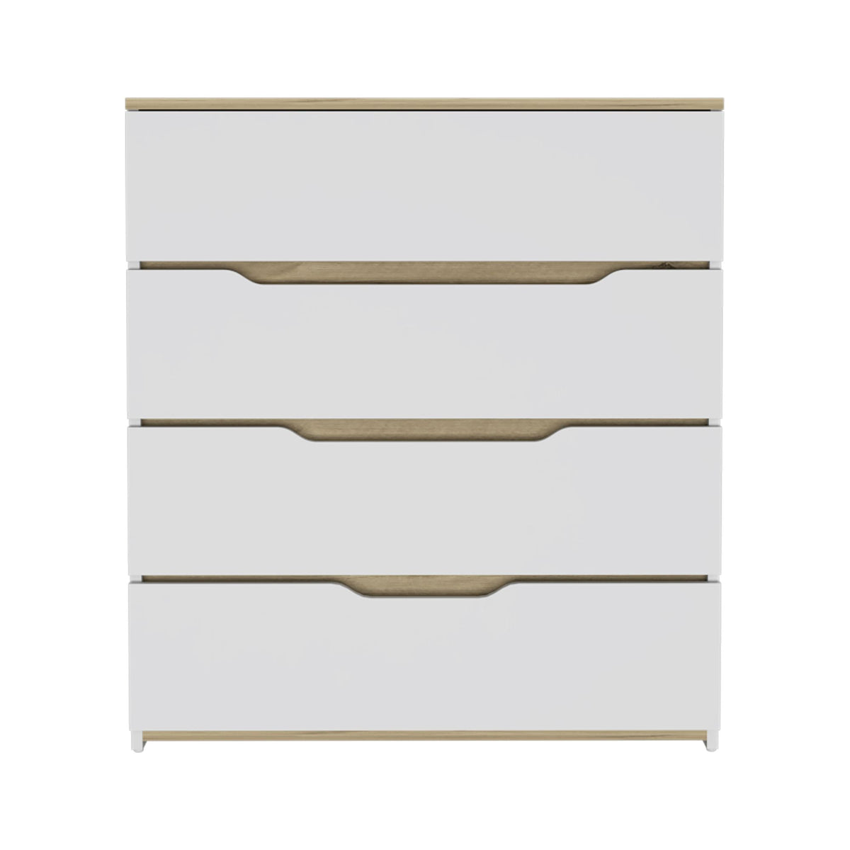 Oboe Four-Drawer Dresser in White and Light Oak