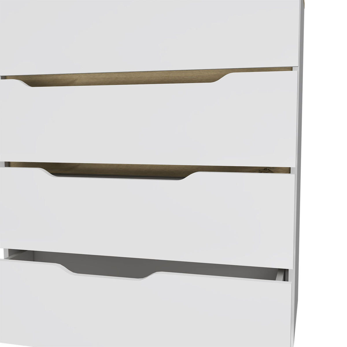 Oboe Four-Drawer Dresser in White and Light Oak