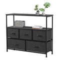 Black Dresser TV Stand with Drawers and Open Shelves