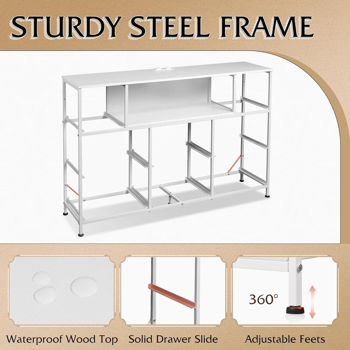LED Entertainment Center with Charging and Drawer Storage