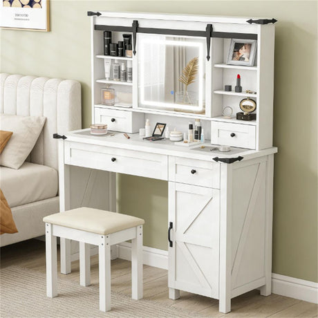 Dressing table, cushioned stool and storage drawer, cabinet, bedroom cabinet, storage