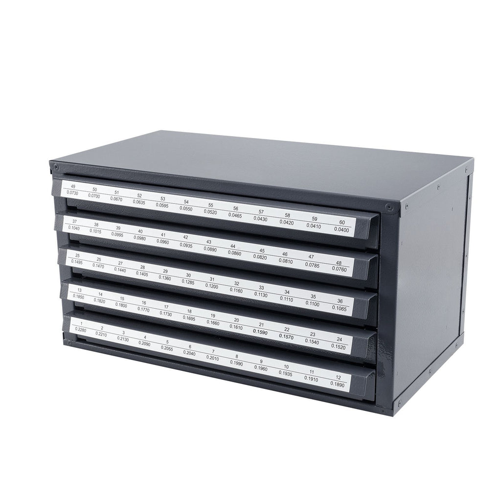 Drill Bit Dispenser Cabinet, Five-Drawer Drill Bit Organizer Cabinet for #1 to #60 Steel Drill Dispe