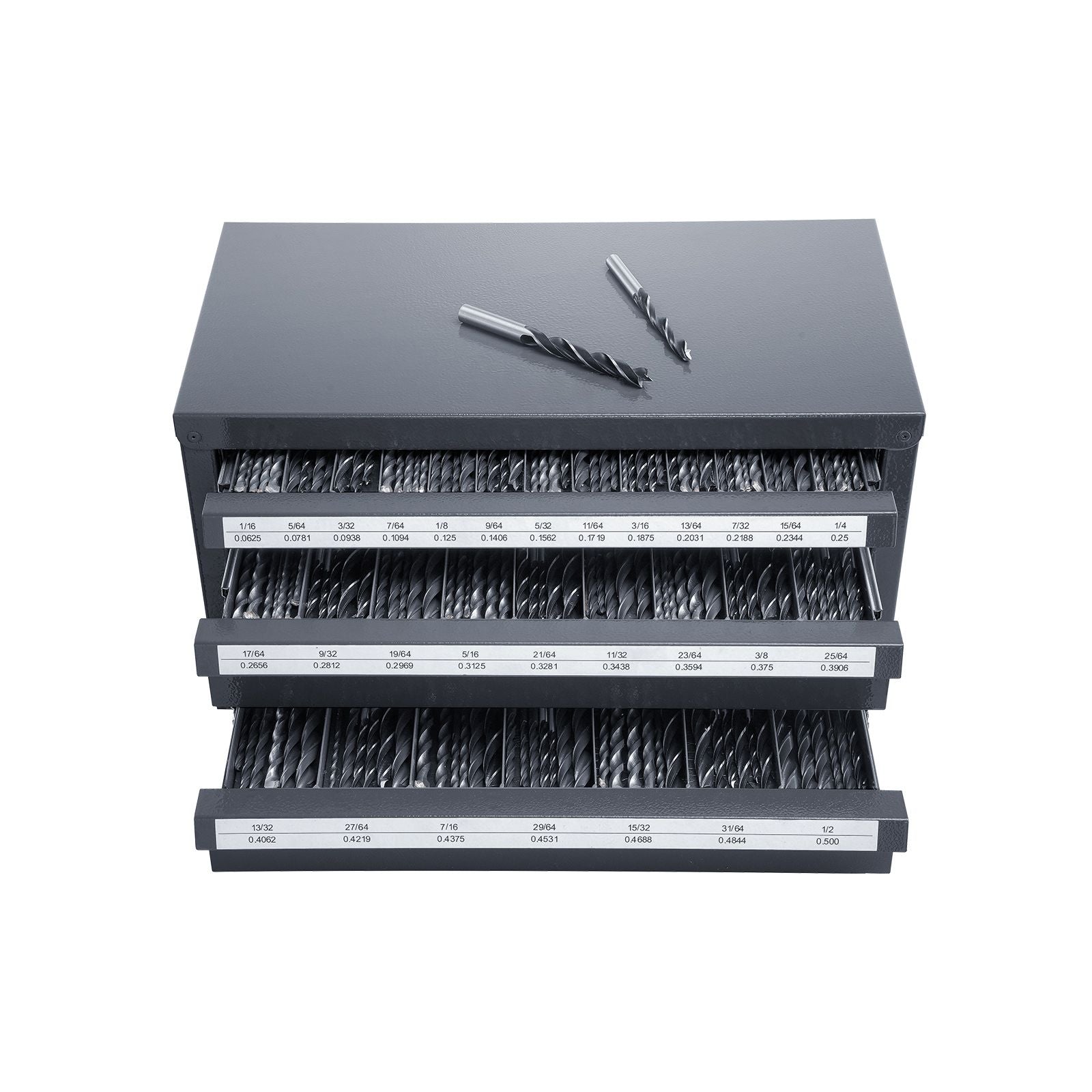 Three-Drawer Drill Bit Organizer Cabinet – Steel, Stackable, 29 Compartments