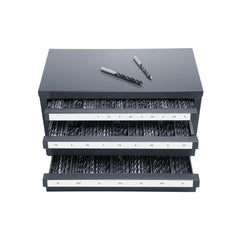 Three-Drawer Drill Bit Dispenser Cabinet with Labeled Compartments