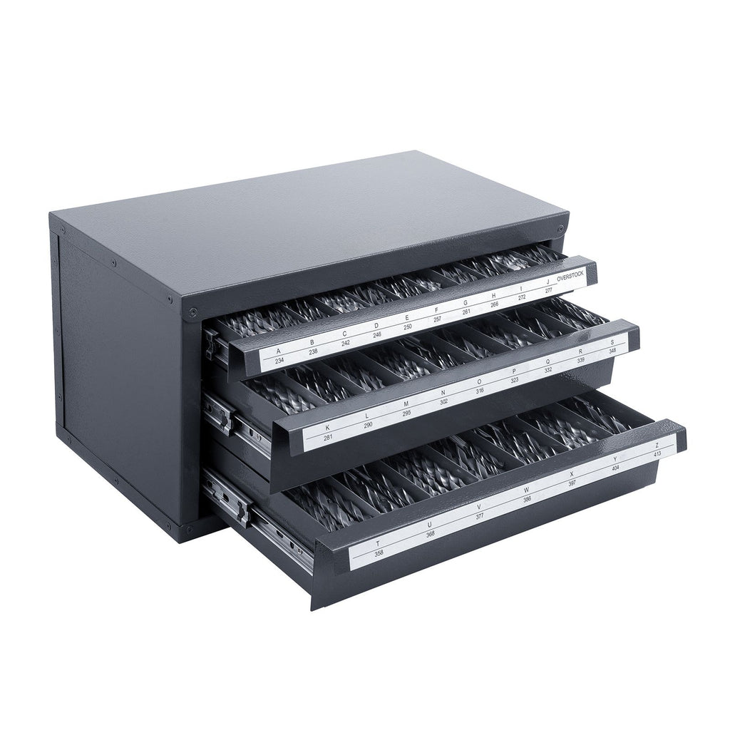 Three-Drawer Drill Bit Dispenser Cabinet – A to Z Organization with Labels