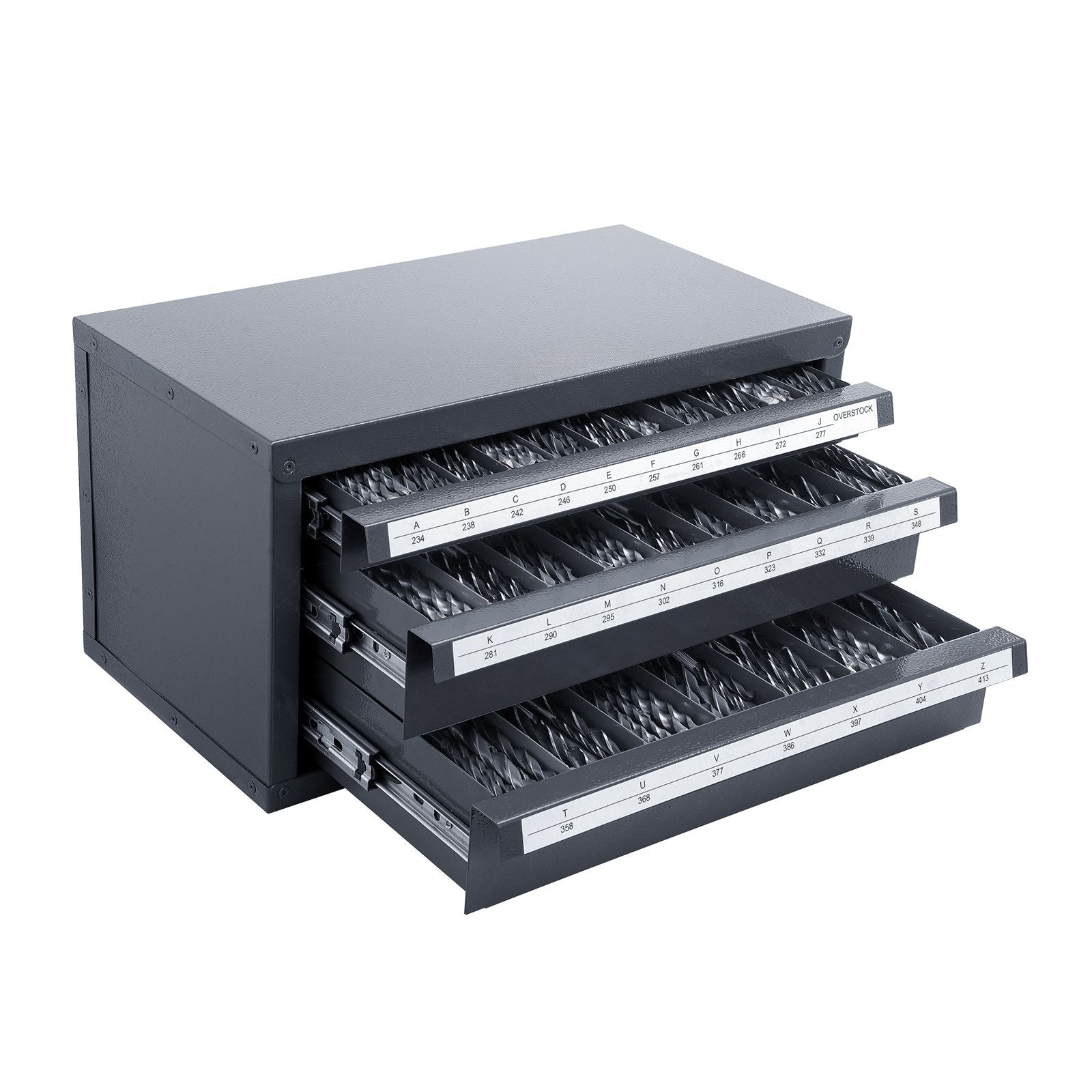 Three-Drawer Drill Bit Dispenser Cabinet – A to Z Organization with Labels