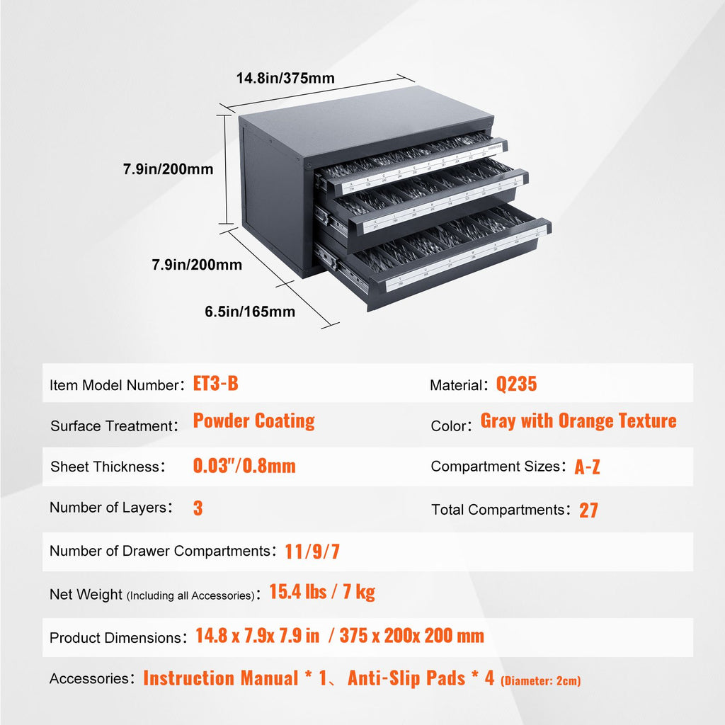Three-Drawer Drill Bit Dispenser Cabinet – A to Z Organization with Labels