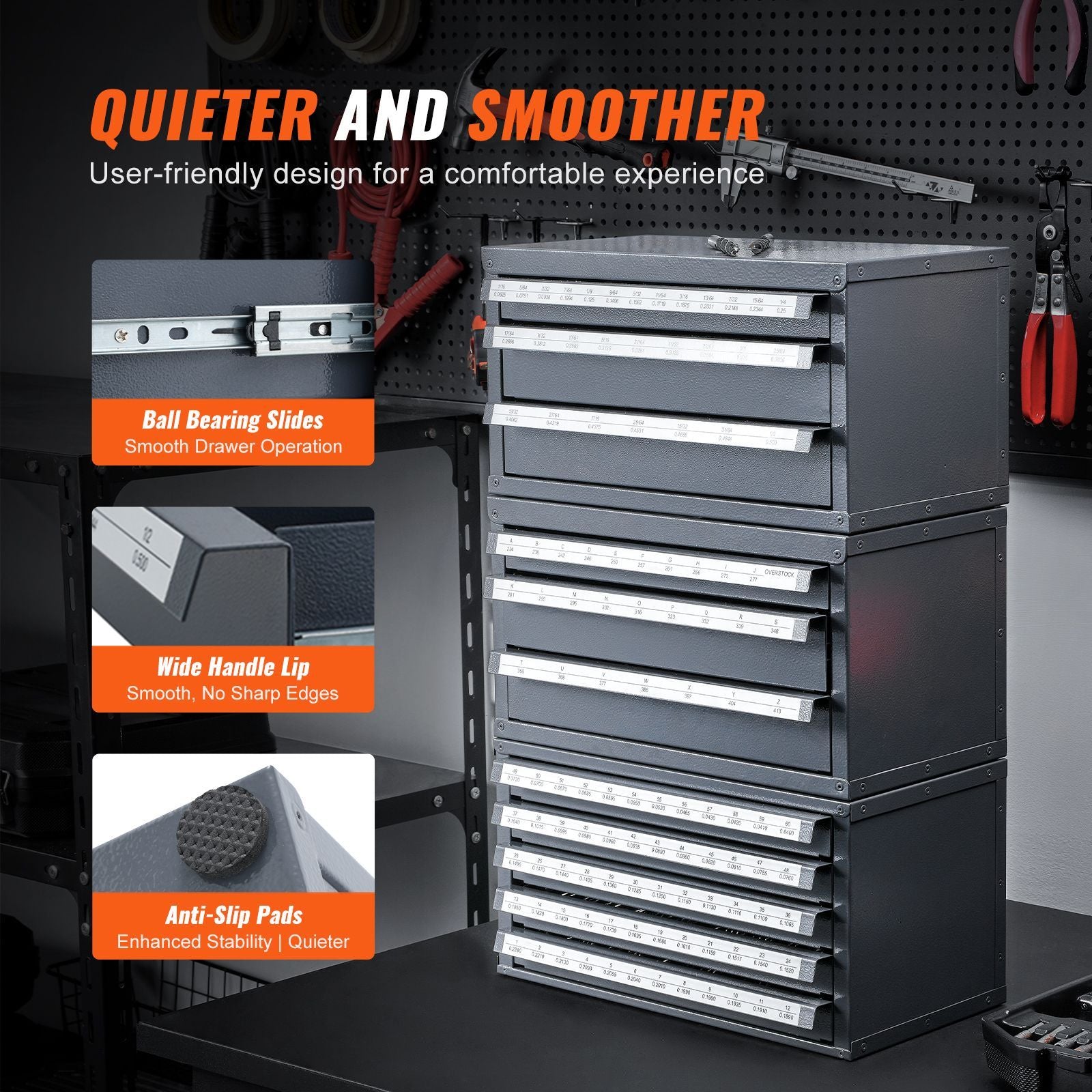 Three-Drawer Drill Bit Dispenser Cabinet – A to Z Organization with Labels