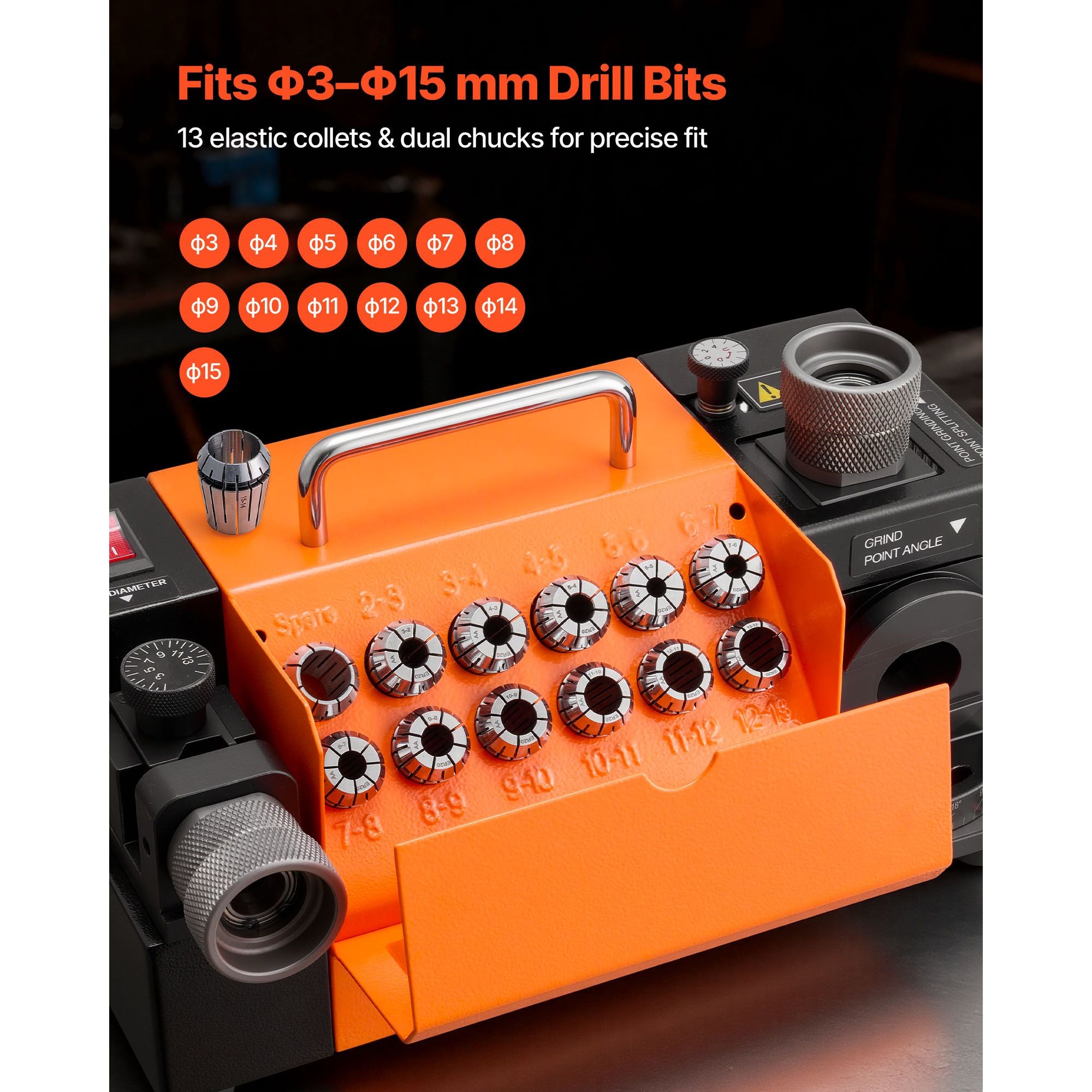 MR-13B+ Drill Bit Sharpener with Adjustable Point and Relief Angles
