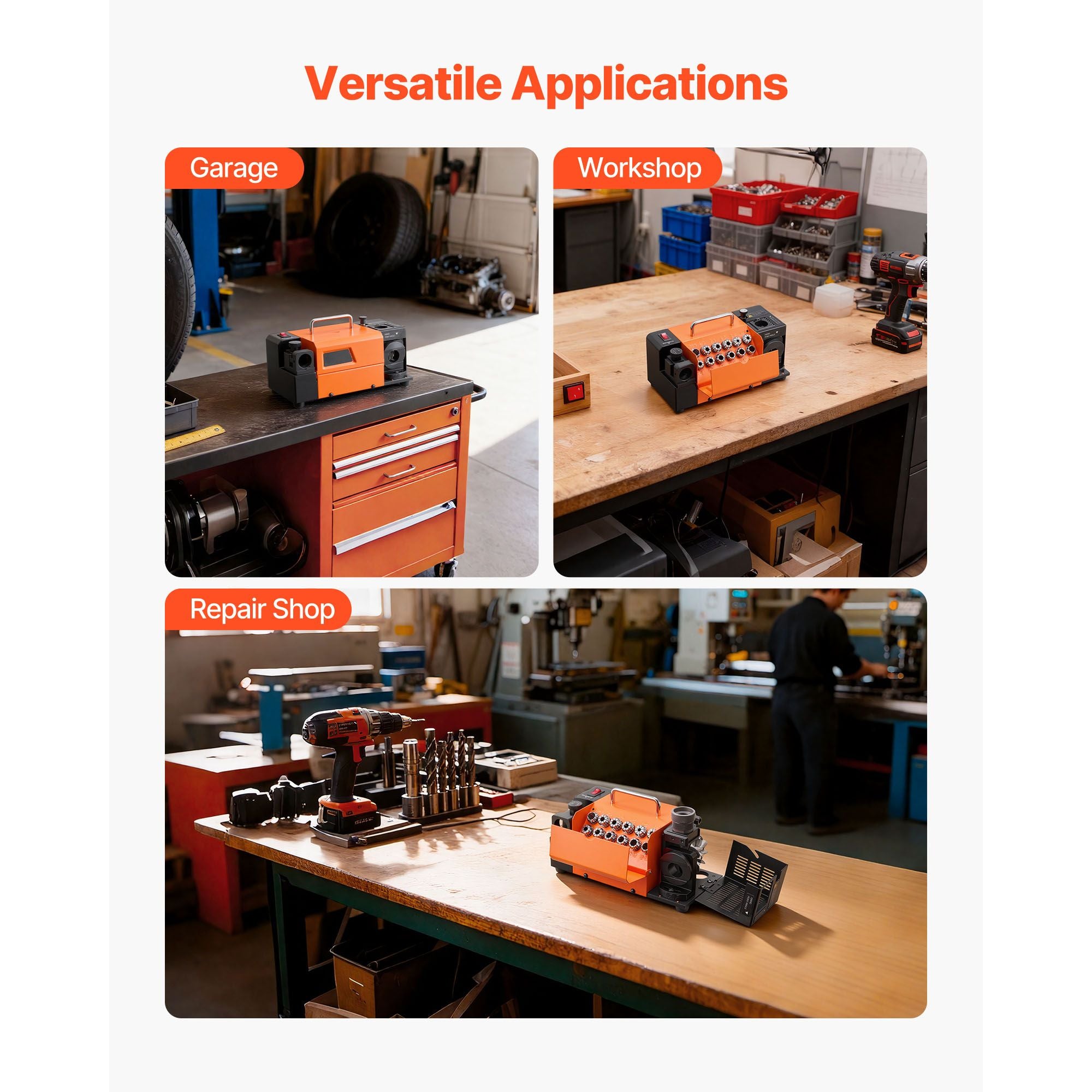 MR-13B+ Drill Bit Sharpener with Adjustable Point and Relief Angles