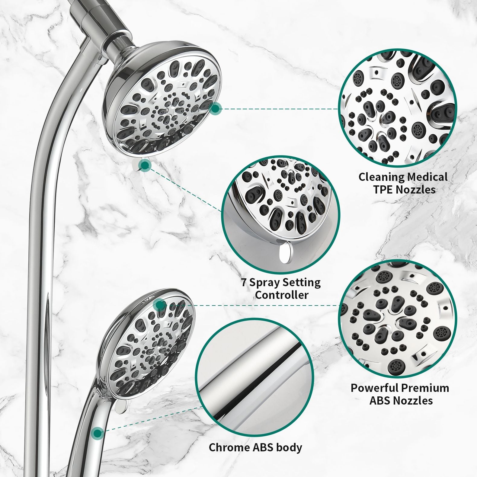 Adjustable Dual Rain and Hand Shower System