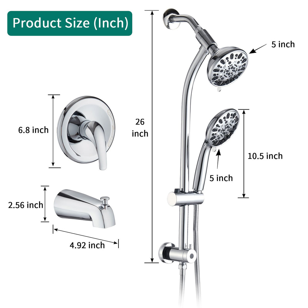 Adjustable Dual Rain and Hand Shower System
