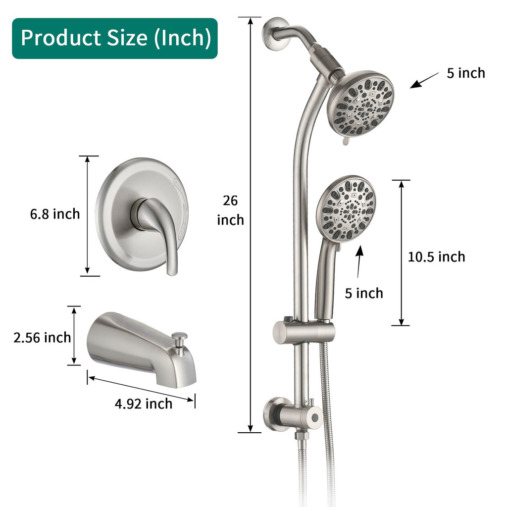 Drill-Free Dual Shower System with Slide Bar