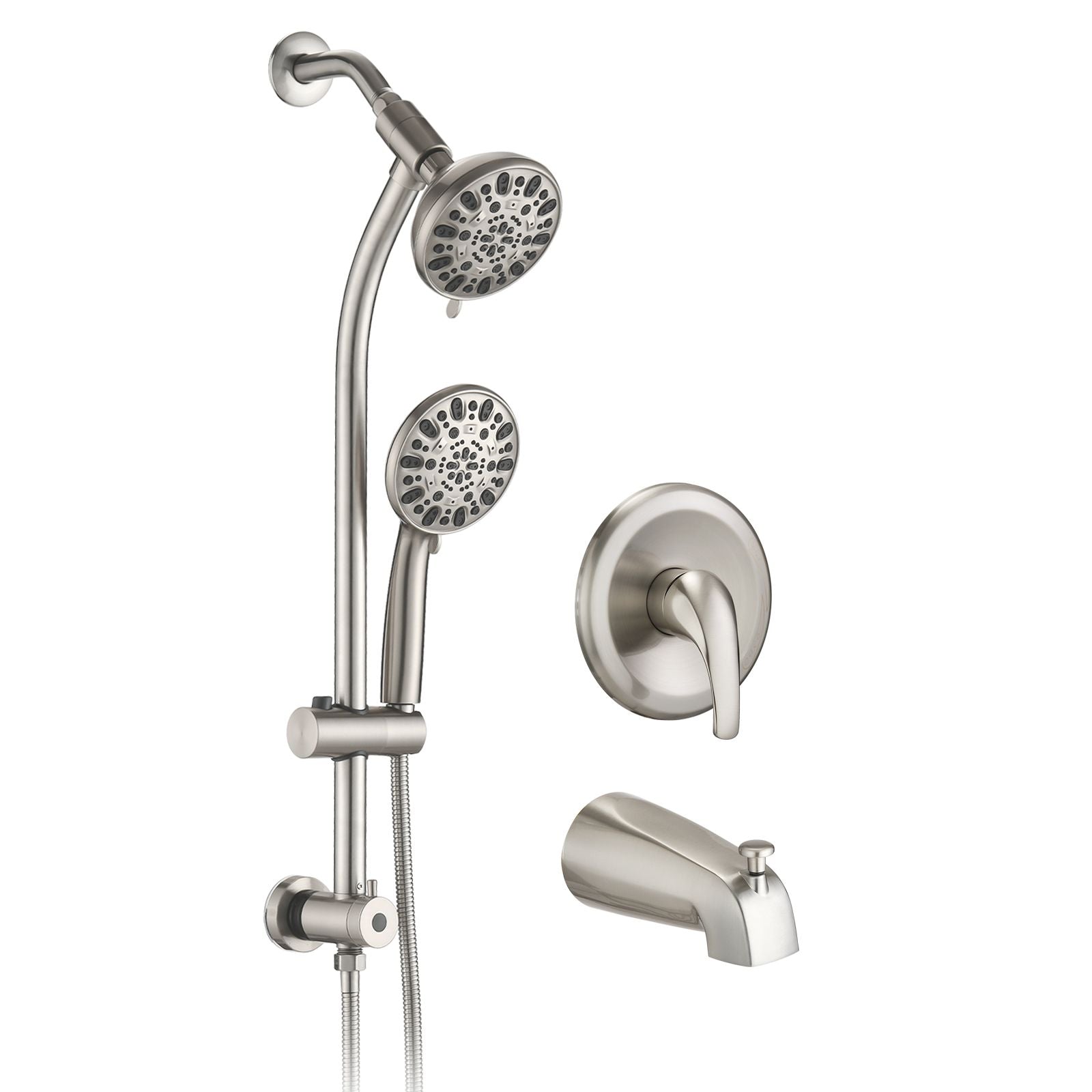 Drill-Free Dual Shower System with Slide Bar
