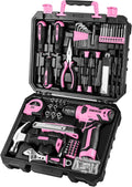 Pink Cordless Drill and Home Hand Tool Set