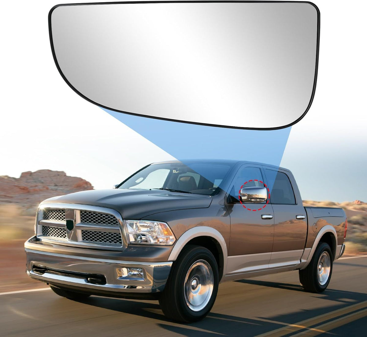 Dodge Ram Driver-Side Lower Towing Mirror Glass