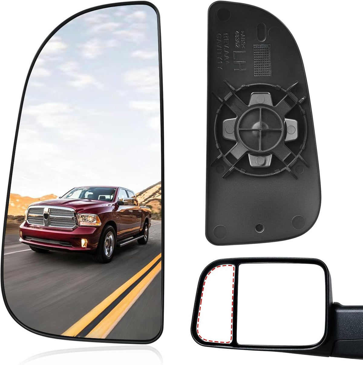 Dodge Ram Driver-Side Lower Towing Mirror Glass