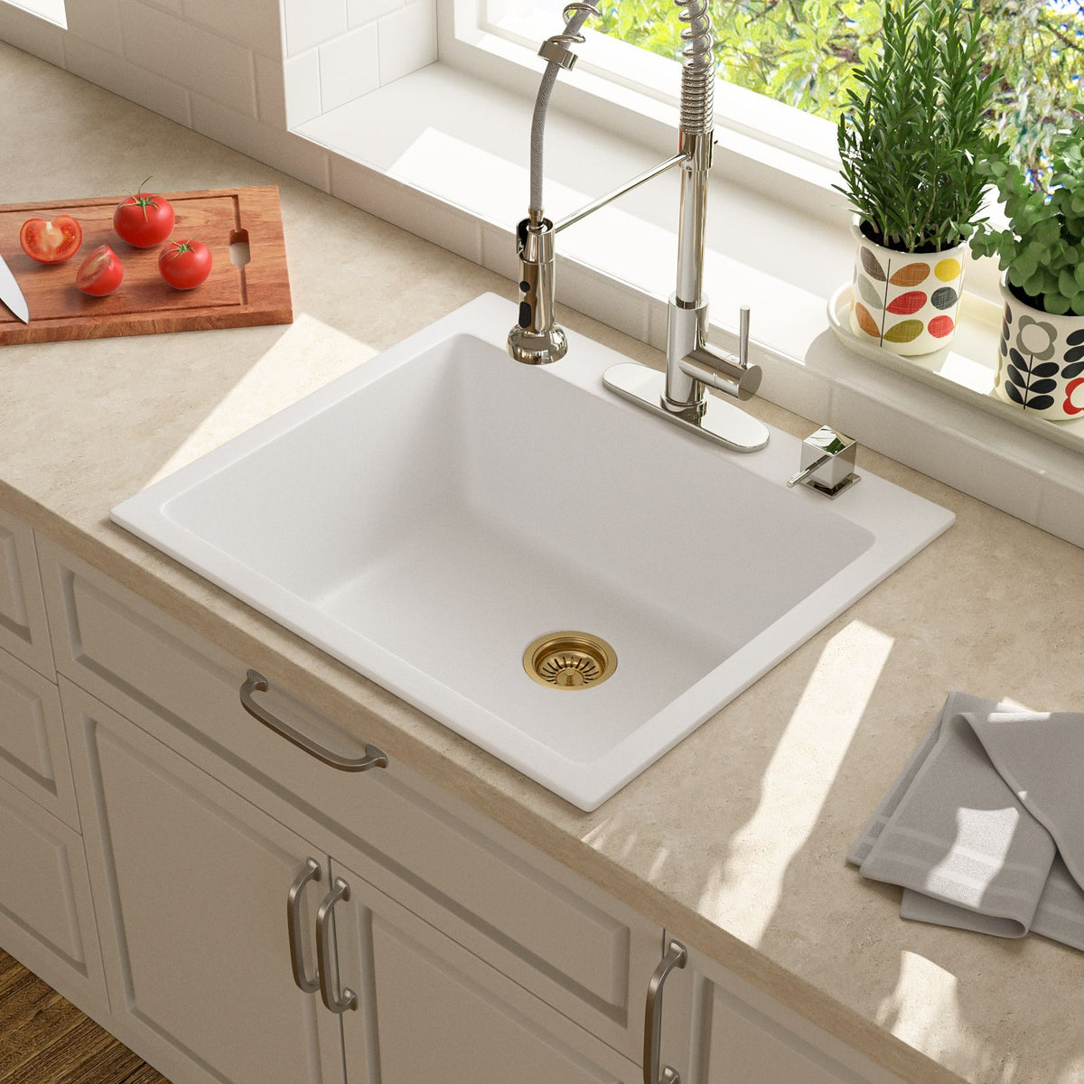Single Bowl Drop-In Kitchen Sink for Compact Countertops