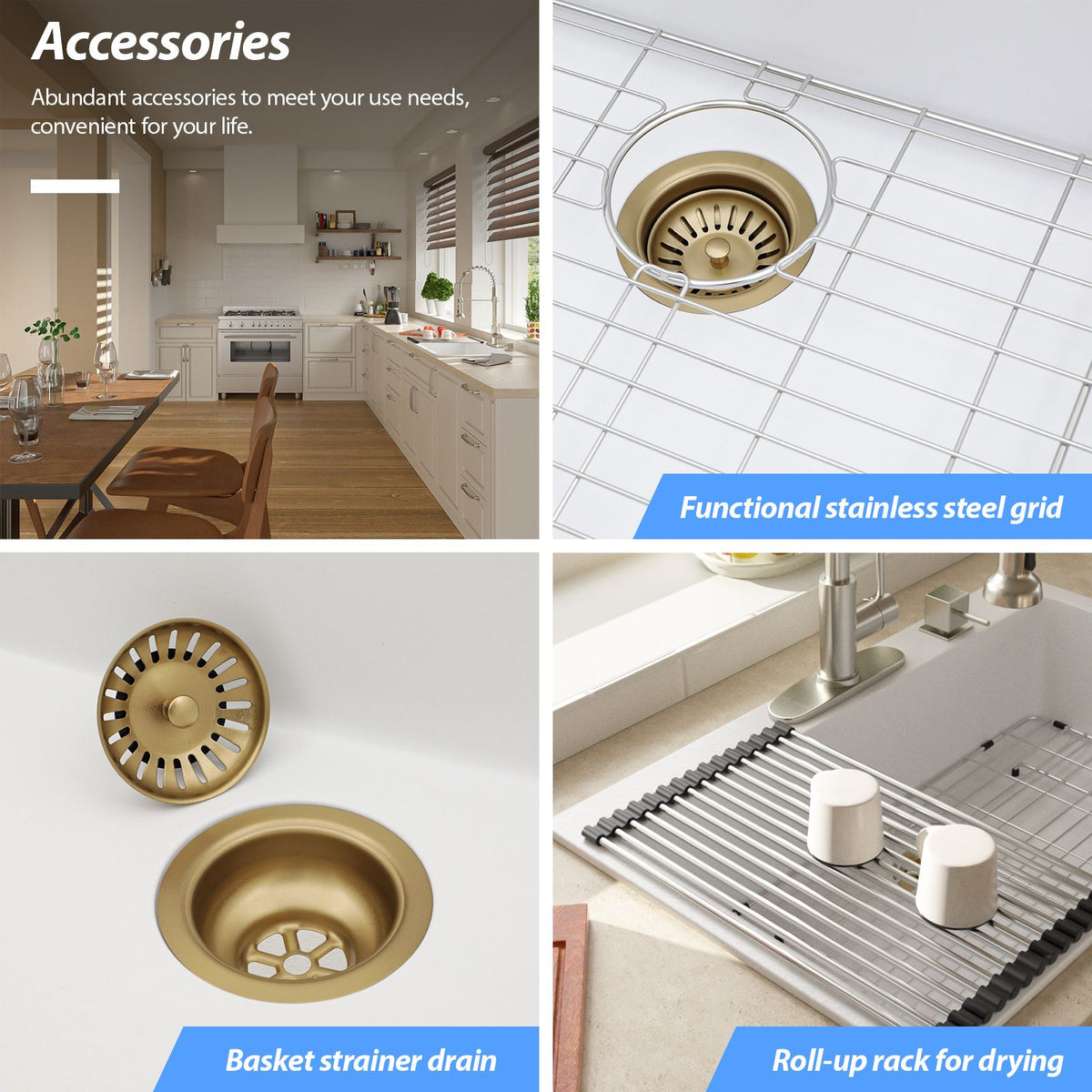 White Top-Mount Single-Bowl Kitchen Sink Set